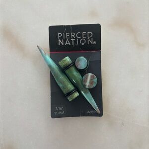 Pierced Nation Green marble glow in the dark Gauges Size 7G/11MM